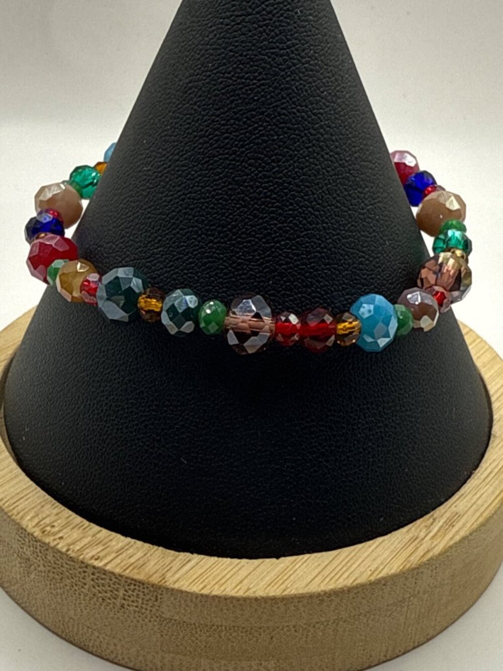 Boho Jewel Tone Faceted Bead Stretch Bracelet Multicolor Whimsigoth